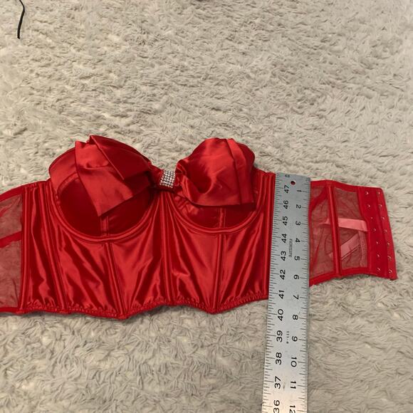 NWT Victoria’s Secret Dream Angels Red Bustier Bra Corset Bow Rhinestone 32D - Picture 6 of 6